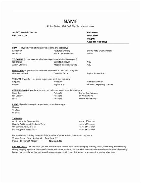 Acting Resume Template For Microsoft Word Luxury Actor Pertaining To