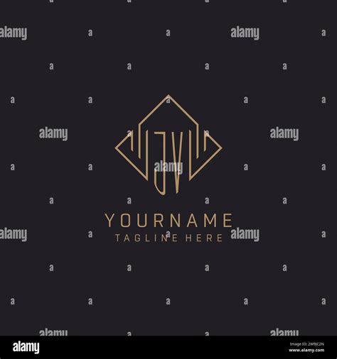 Monogram Jv With Rhombus Line Logo Style Luxury Elegant Logo Design Ideas Vector Graphic Stock