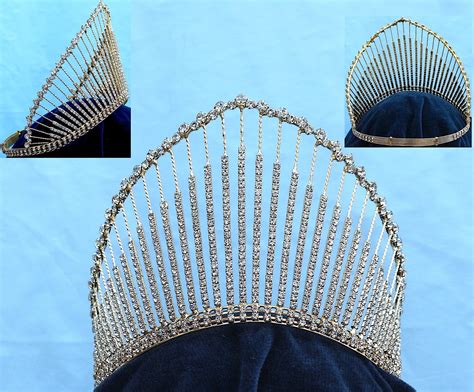 Rhinestone Miss Beauty Queen Gold Pageant Crown Gold