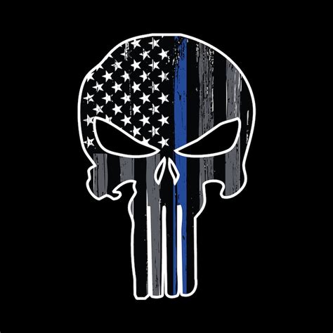 Thin Blue Line Punisher Skull Car Decal Vehicle Decal Law Etsy