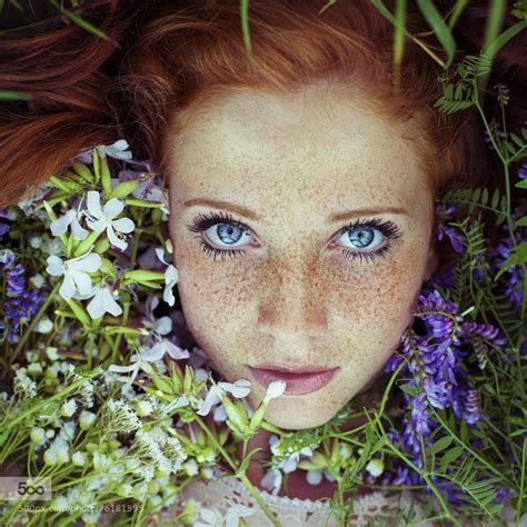 1004205 Face Women Redhead 500px Model Portrait Flowers Nature Grass Outdoors Green