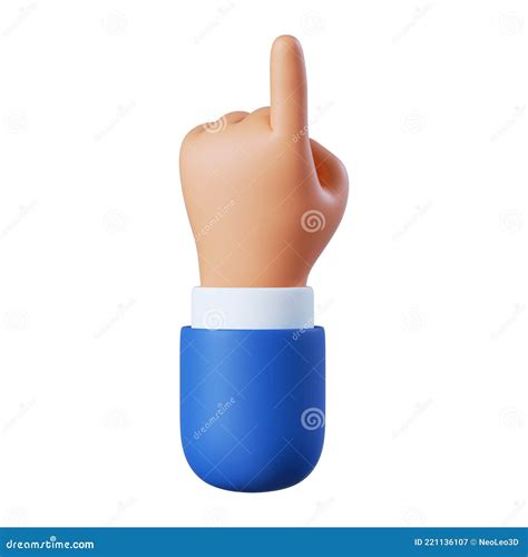 3d Illustration Of One Finger Cartoon Character Hand Pointing Gesture