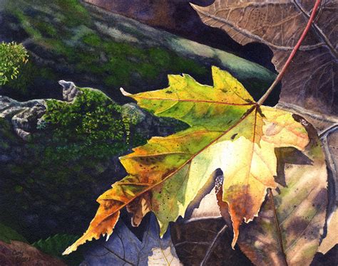 Autumn Leaf Art Watercolor Painting Print By Cathy Hillegas Etsy