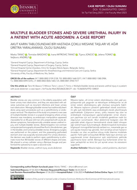 Pdf Multiple Bladder Stones And Severe Urethral Injury In A Patient