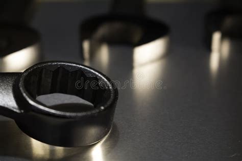 Close Up Of Open End Box End And Combination Wrench Stock Image