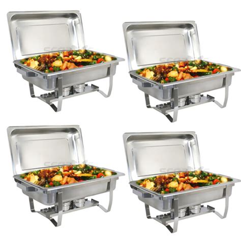 4 Pack Catering Stainless Steel Chafer Chafing Dish Sets 8 Qt Full Size