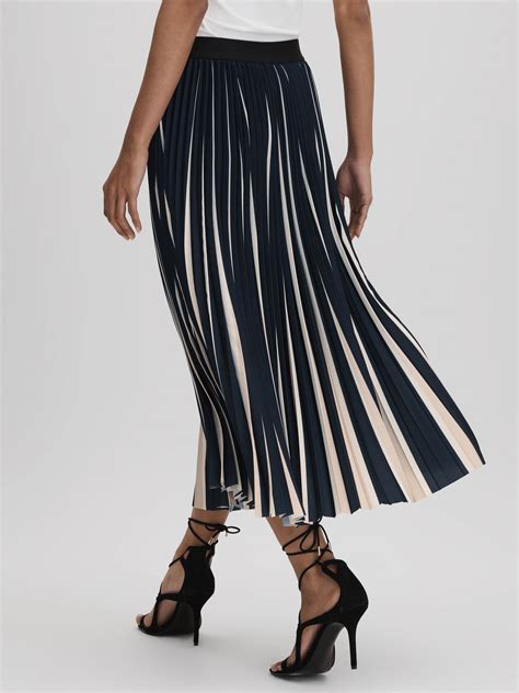 Reiss Saige Pleated Striped Midi Skirt Reiss
