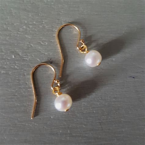 14K Gold Fill Small Pearl Drop Earrings Simple Tiny 5mm AA Etsy UK