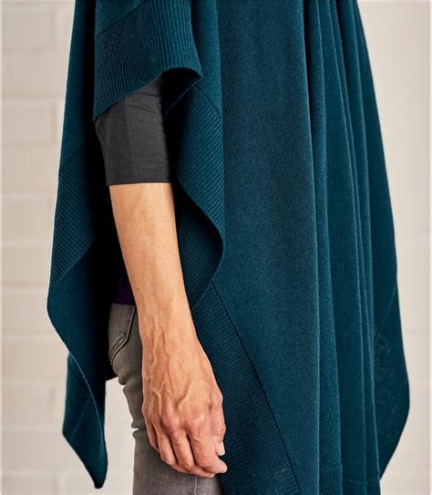 Dark Teal Womens Cashmere And Merino Blanket Wrap Woolovers Uk