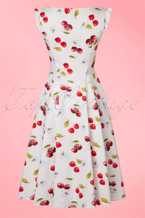 50s Sweet Cherries Swing Dress In White