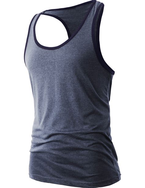 Mens Racer Back Tank Top With Contrast Binding Slim Fit Gym Athletic