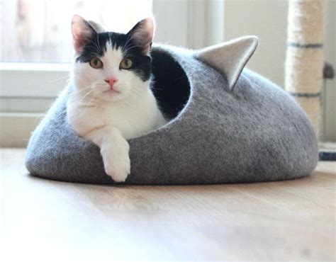 Pets Bed Cat Bed With Ears Pet Lovers T Felt Cat Cave Etsy Uk