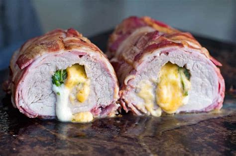 Roll the pork tenderloin so that the bacon wraps and covers the pork entirely. Traeger Smoked Stuffed Pork Tenderloin | Easy bacon ...