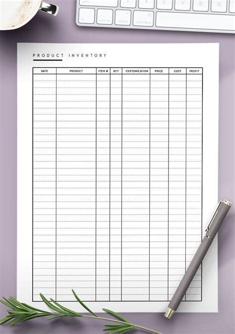 printable stock list template manage  product inventory
