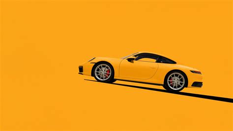 Simple Background Yellow Background Car Porsche Vehicle Artwork Hd