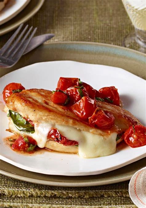 Just like pizza stuffed with mozzarella and pepperoni but with the chicken instead of the crust. Mozzarella-Basil Chicken with Roasted Tomatoes — Chicken ...