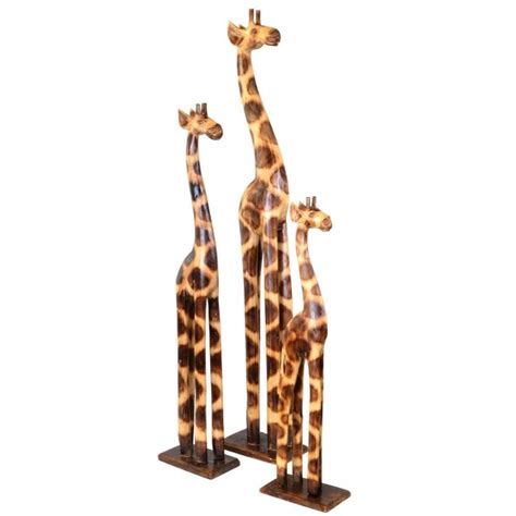 Set Of 3 Giraffe Ornaments Animal Ornaments Wooden Set Of Ornaments