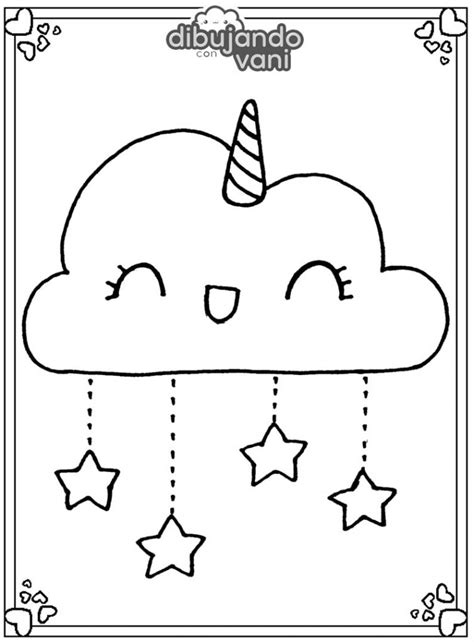 Dibujo De Una Nube Unicornio Para Imprimir Y Colorear Dibujando Con Vani