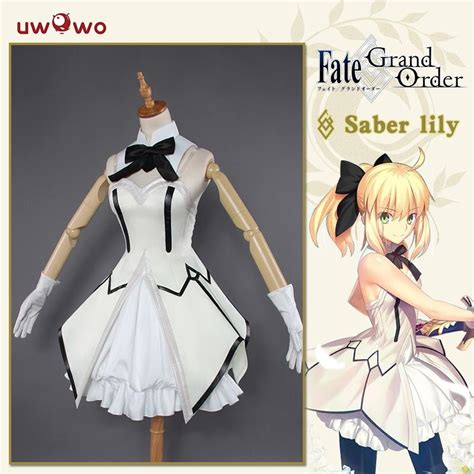 Uwowo Anime Saber Lily Costume Cosplay Dress Fate Stay Night Fate Zero White Dress Carnival