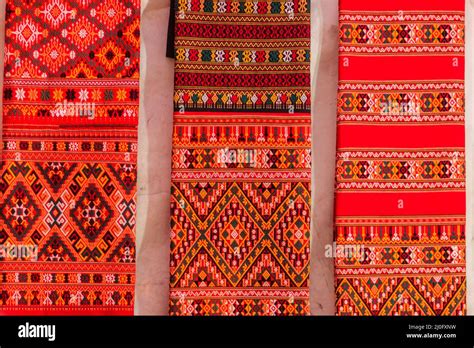Colorful Of Native Thai Style Silk And Textiles Pattern Beautiful