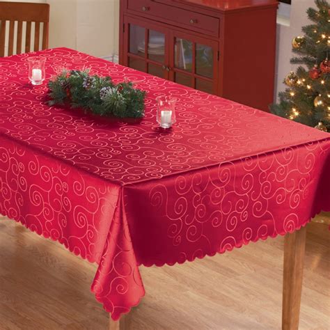 Solid Scroll Scalloped Edge Tablecloth Collections Etc