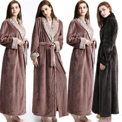 fashion woman long robe winter thick warm robes coral fleece sleepwear bathrobe felmale hotel