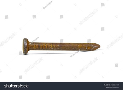 Rusty Nail Isolated On White Background Stock Photo 2080950607