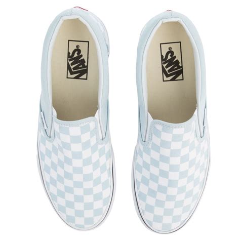 Women S Vans Classic Slip On Checkerboard Baby Blue True White
