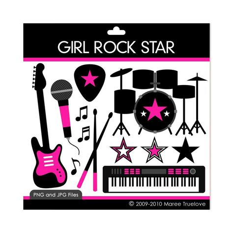 Girl Rock Star Clipart Digital Clip Art Graphics For