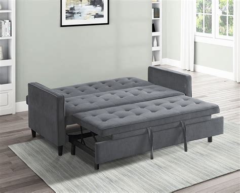 Strader Convertible Studio Sofa W Pull Out Bed Dark Gray By