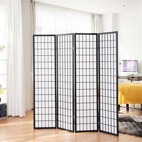 4 Panel Folding Modern Japan Shoji Room Divider Screen W Pine Wood