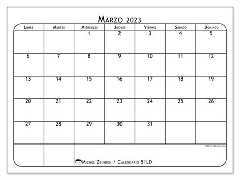 Calendario Marzo De 2023 Para Imprimir “442ld” Michel Zbinden Pr