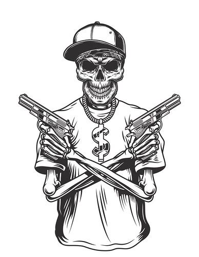 Skulls Skeleton Gangster With Guns In T Shirt Vector Illu Flickr