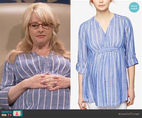 Wornontv Bernadettes Blue Striped Maternity Tunic Top On The Big Bang