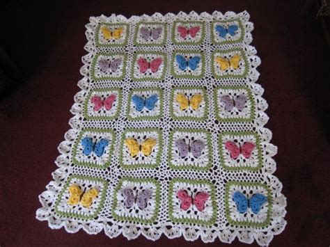 Crocheted Butterfly Kisses Baby Afghan By Jodysragstoriches 9500