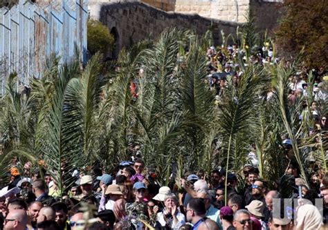 Photo People Walk In The Palm Sunday Procession In East Jerusalem