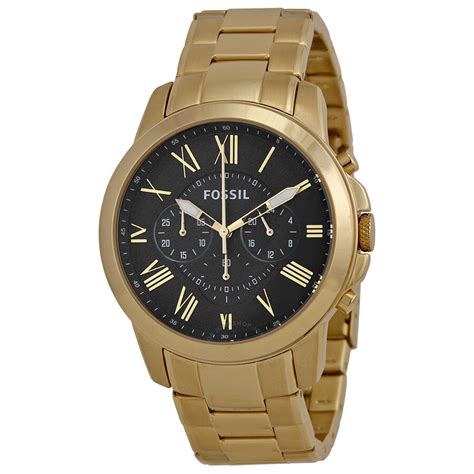 Fossil Grant Chronograph Brown Dial Gold Tone Mens Watch Fs4815