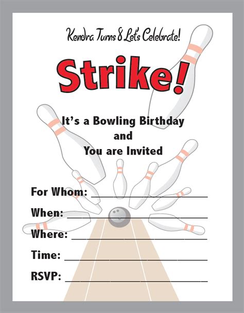Free printable bowling birthday party invitation celebrate kid. Bowling Birthday Party Invites | SMH Illustration & Design