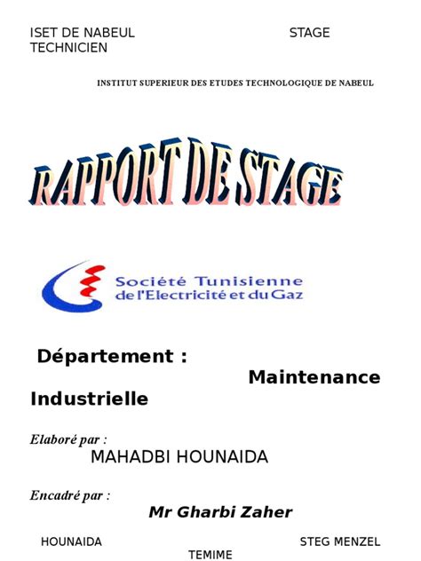 Rapport De Stage 03 Réseau électrique Comptabilité Prueba