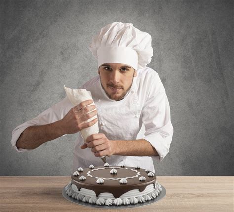 Pastry Cook Prepares A Cake Stock Photo Image Of Dessert Chef