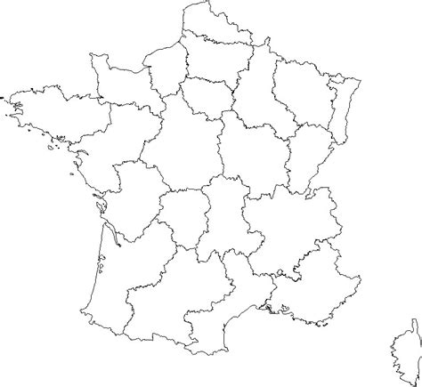 Carte des 13 régions de france (sans les noms). Carte de France vierge - Voyages - Cartes