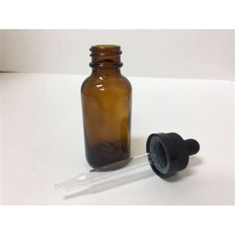 1 Amber 1oz Boston Round Glass Bottles With Droppers 30ml
