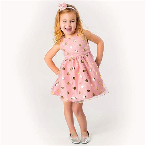 Fun Pink And Gold Polka Dot Party Dress For Little Girls Little Girl