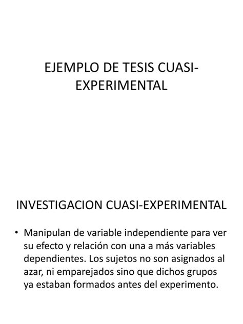 Ejemplo De Tesis Cuasi Experimental Pdf