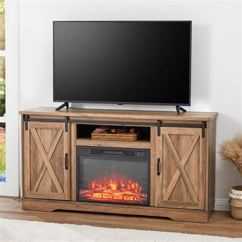 Buy Amerlife Tv Stand Sliding Barn Door With 23 Electric Fireplace
