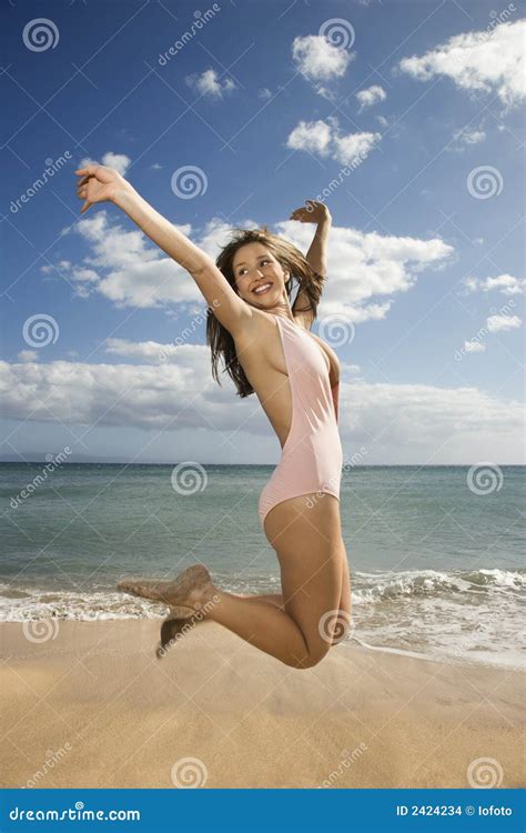 Woman On Maui Beach Stock Images Image