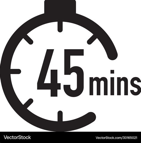 45 Minutes Timer Stopwatch Or Countdown Icon Time Vector Image