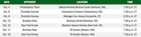 Boston Celtics Preseason Schedule Released - CelticsBlog
