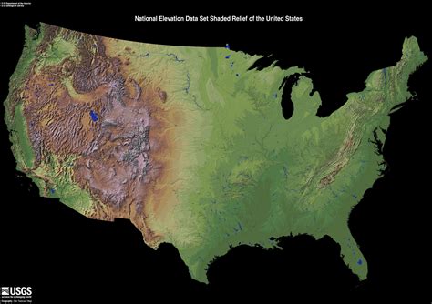 National Elevation Data Set Shaded Relief Of The U S From USGS Vivid