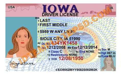 This Is Iowa Usa State Drivers License Psd Photoshop Template On
